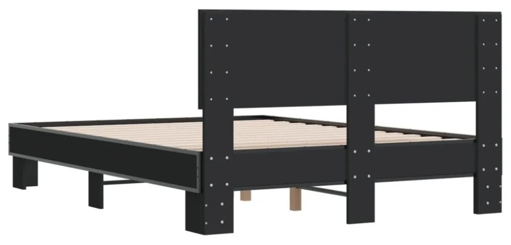 fekete szerelt fa és fém ágykeret 120 x 200 cm
