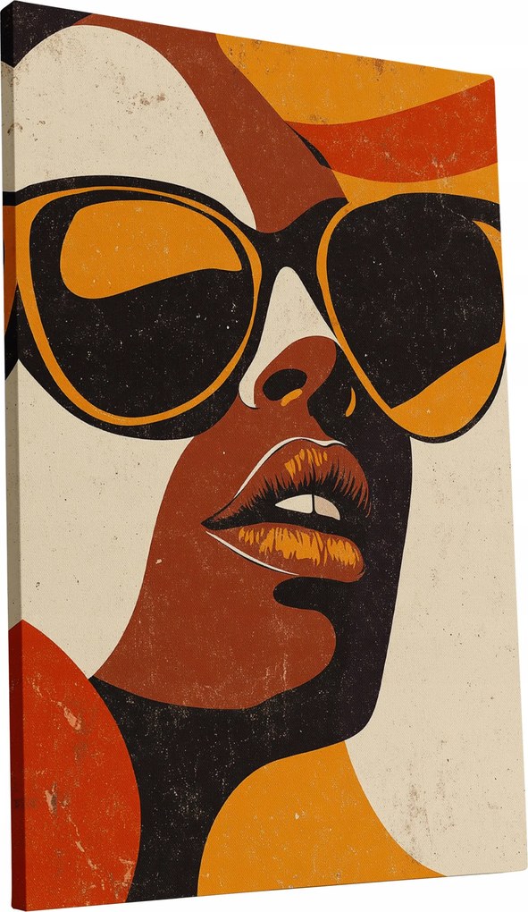 Vászonkép Retro Nő a 70-es évek stílusában otthon nappali 50x70