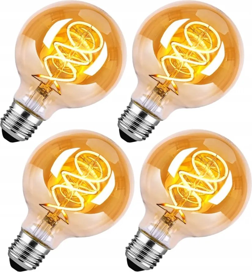 Led izzó E27 Vintage izzó 4 db G80 meleg fehér 2700K
