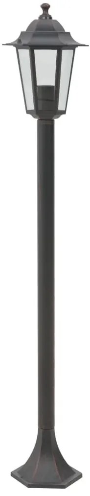 6 db bronzszínű alumínium kerti állólámpa, E27, 110 cm