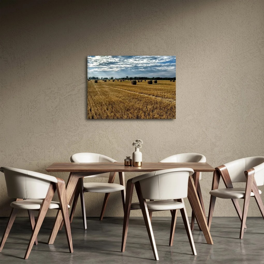 Betakarított gabona mező képe (70x50 cm)