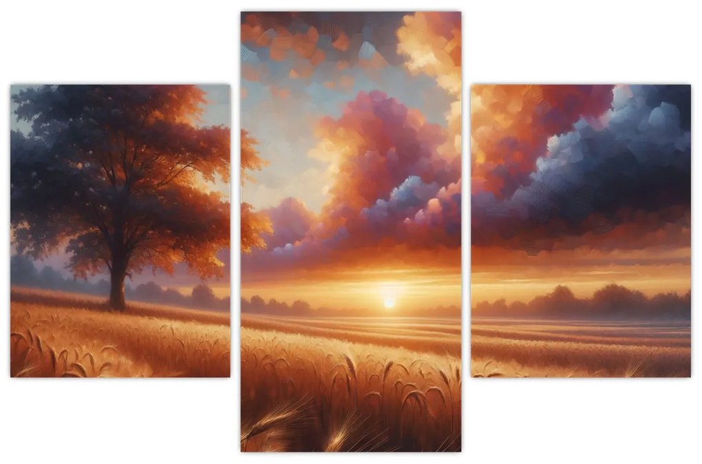 Kép – Naplemente a mezőn (90x60 cm)