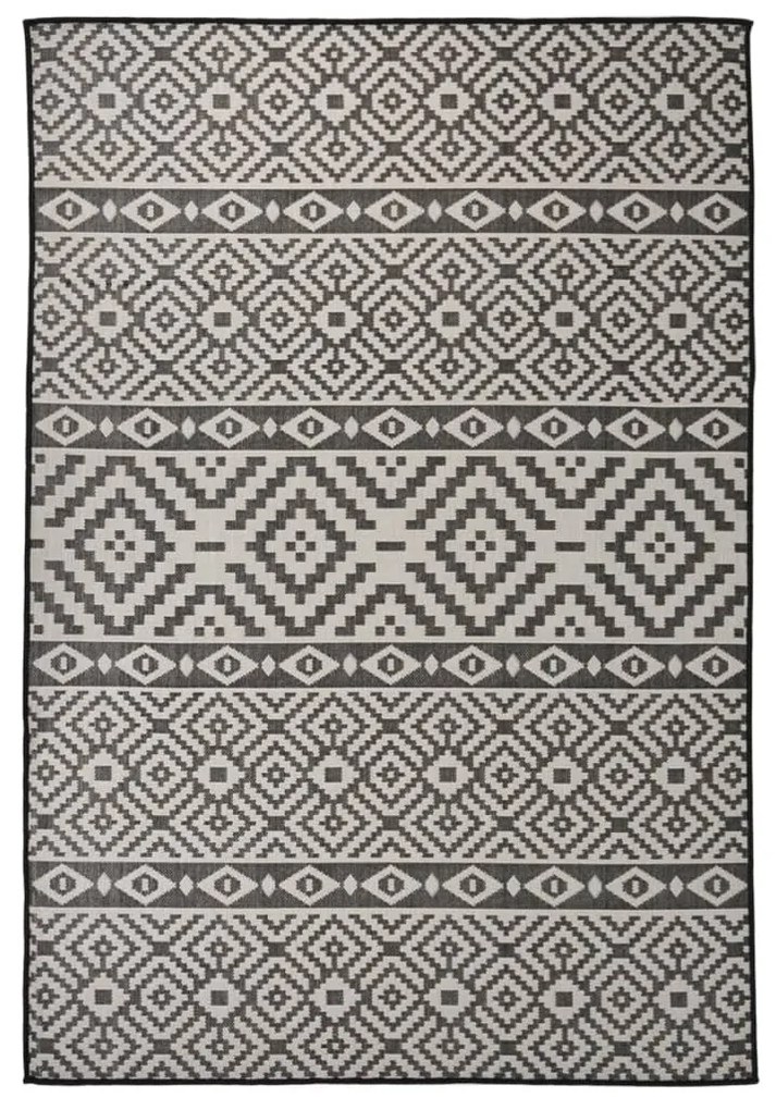 fekete csíkos lapos szövésű kültéri szőnyeg 160 x 230 cm