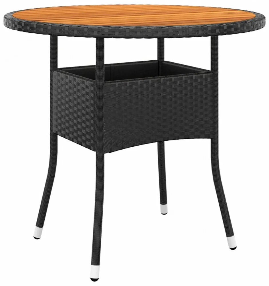 vidaXL 3 részes fekete polyrattan kerti étkezőgarnitúra