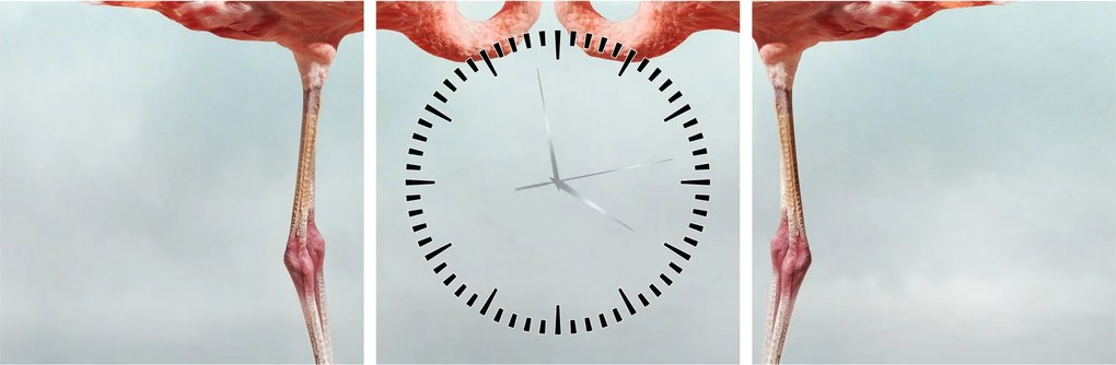 Két flamingó képe (órával) (90x30 cm)