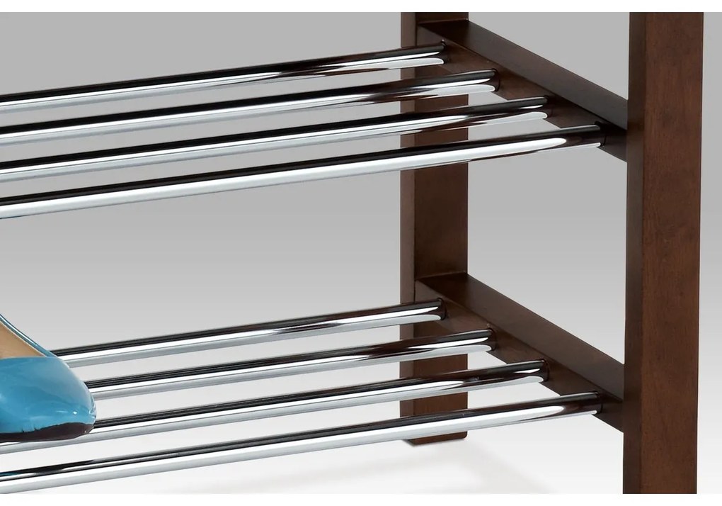 Cipőtartó állvány ülőkével 2 szintes, barna/barna, 80 x 30 x 49 cm