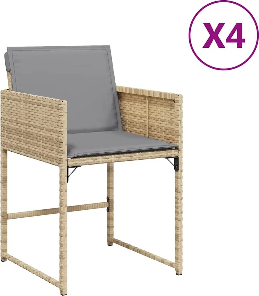 vidaXL 4 db vegyes bézs polyrattan kerti szék párnával