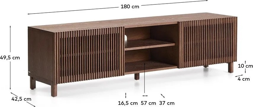 Sötétbarna TV-állvány diófa dekorral 180x49,5x42,5 cm Beyla – Kave Home