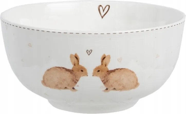 Fehér porcelán leveses tál barna nyuszikkal Bunnies in Love 5
