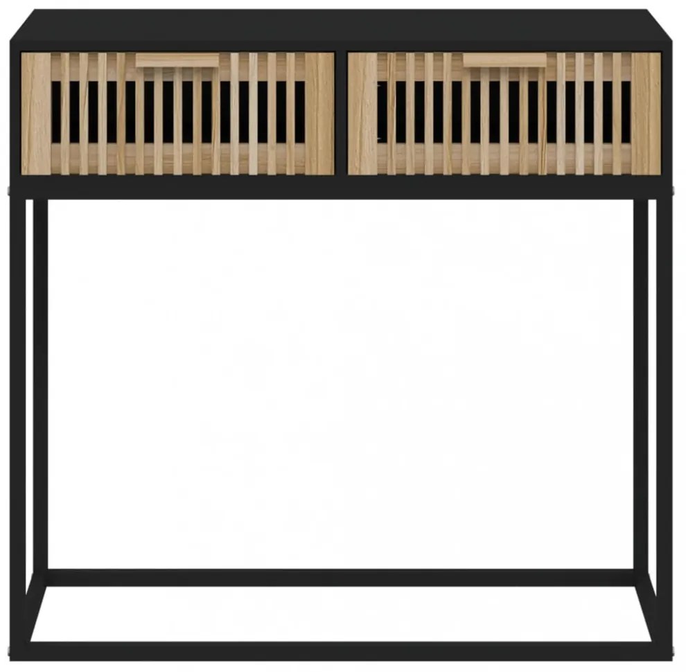 vidaXL fekete szerelt fa és vas tálalóasztal 80 x 30 x 75 cm