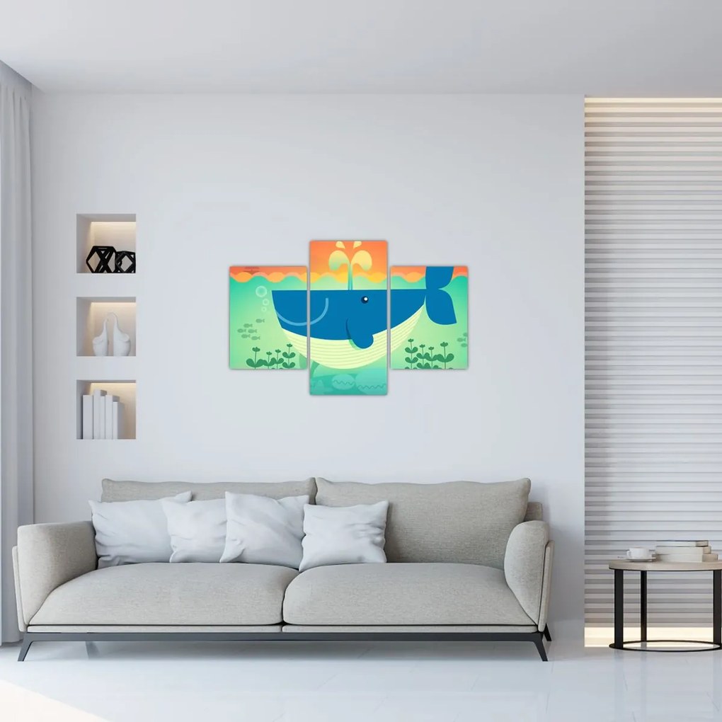 Kép - Vidám bálna a tengerben (90x60 cm)