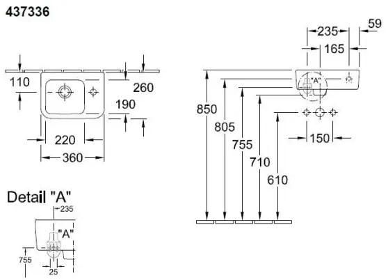 Villeroy & Boch 43733601 - Függesztett mosdó ARCHITECTURA 36x26 cm kerámia/fehér