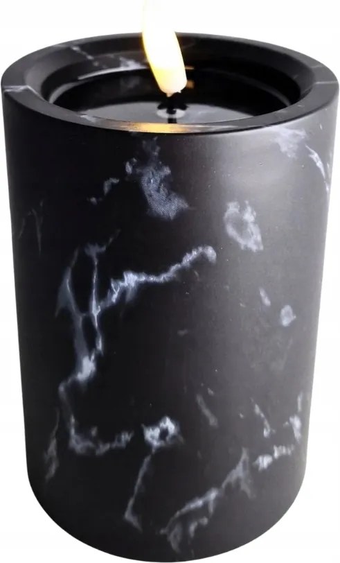 Elemes Led Gyertya Mécses Utántöltő Fekete Láng Effekt Márvány 12,5