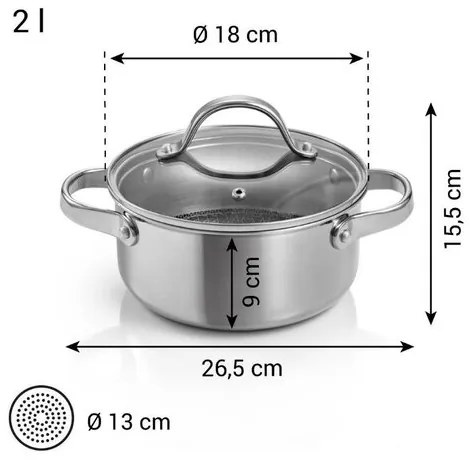 Tescoma SteelCRAFT edény fedővel átmérő , 18 cm, 2 l, 2 l