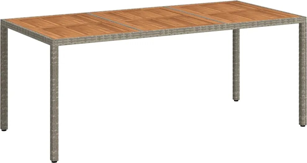 vidaXL szürke polyrattan és akácfa kerti asztal 190 x 90 x 75 cm