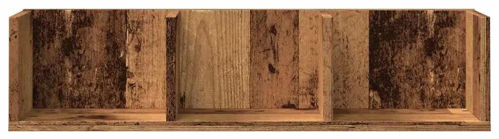 antik fa színű szerelt fa CD-tartó fali polc 75 x 18 x 18 cm