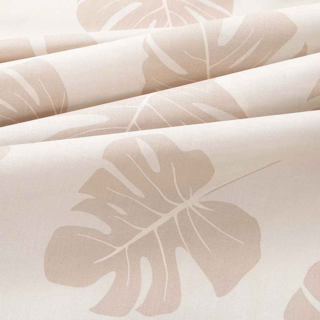 Goldea ovális pamut terítő - bézs trópusi levelek 140 x 240 cm
