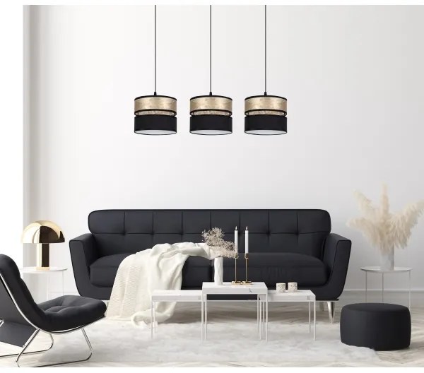 Csillár zsinóron LIMA 3xE27/60W/230V arany/fekete