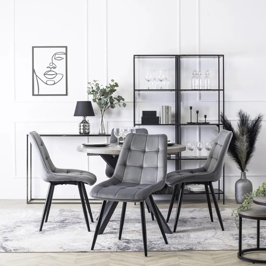 Szék szürke színben, bársony kárpittal. RIO