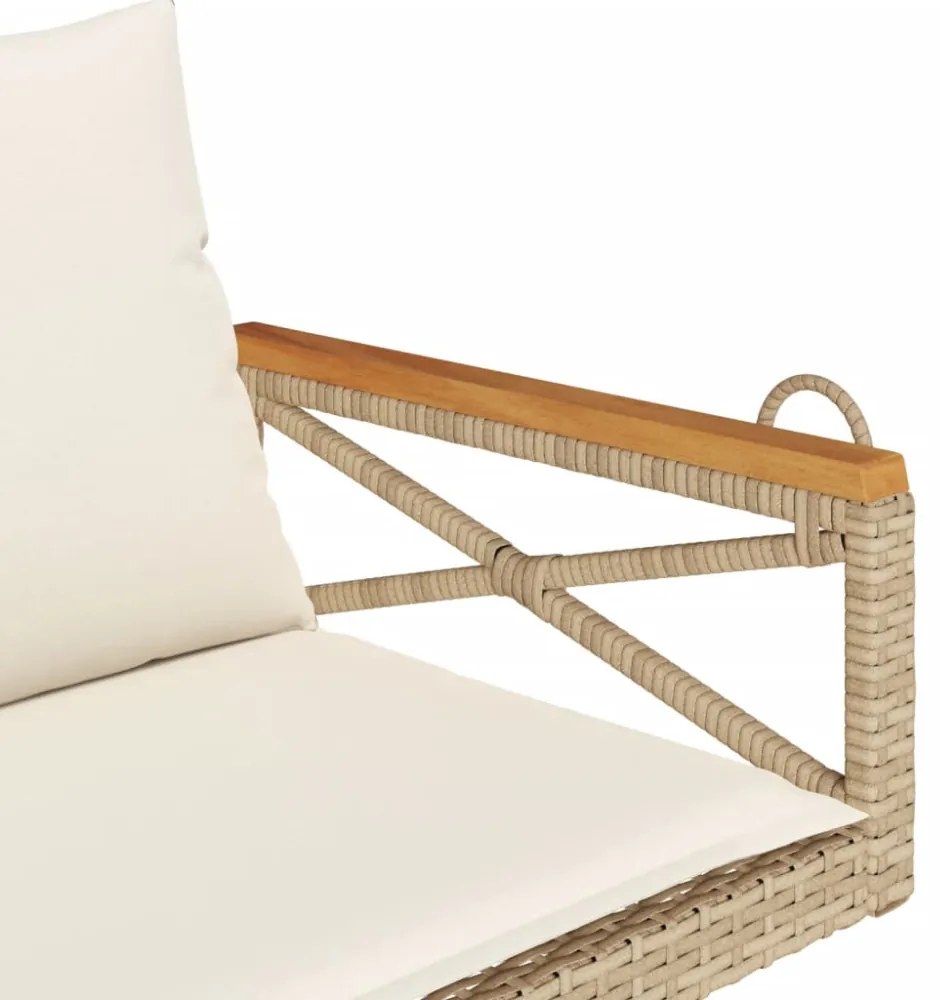 bézs polyrattan hintapad párnákkal 109 x 62 x 40 cm