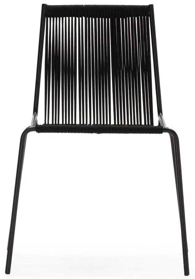 Fekete fém rakásolható étkezőszék szett 2 db-os Emily – Marckeric