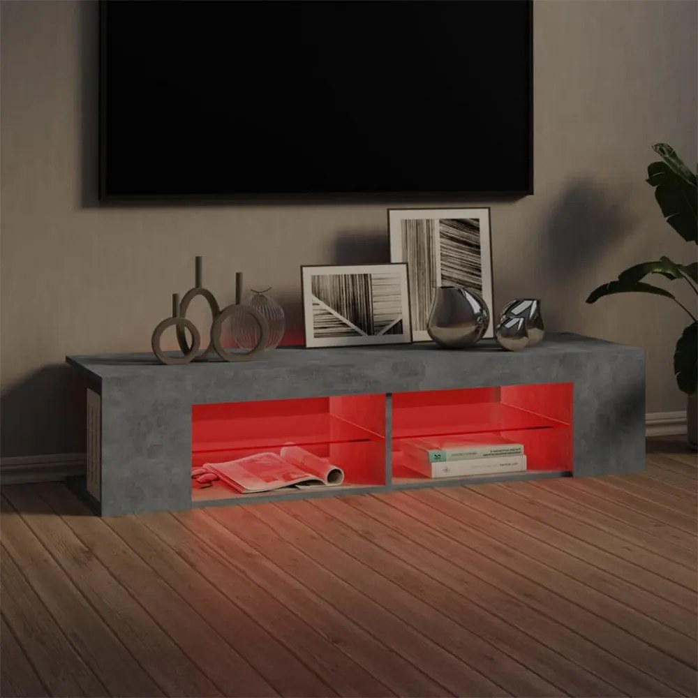 betonszürke TV-szekrény LED-lámpákkal 135 x 39 x 30 cm