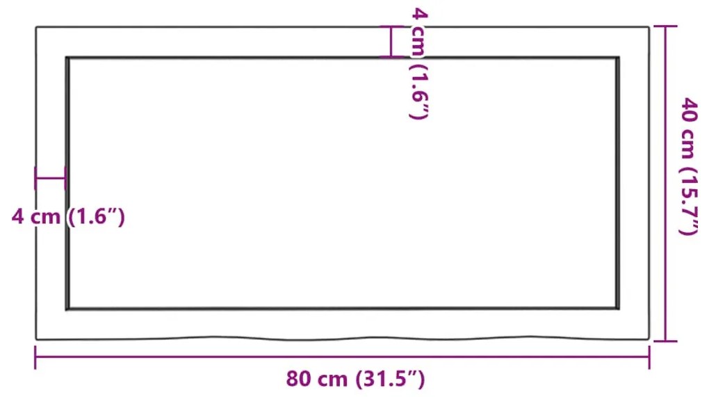 világosbarna kezelt tömör tölgyfa fali polc 80x40x(2-4) cm