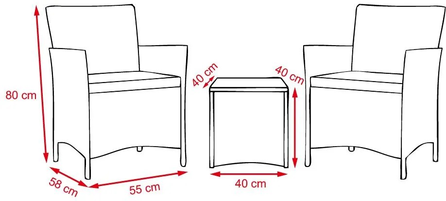 Avenberg VENETO Rattan szett - fekete rattan / szürke párnák
