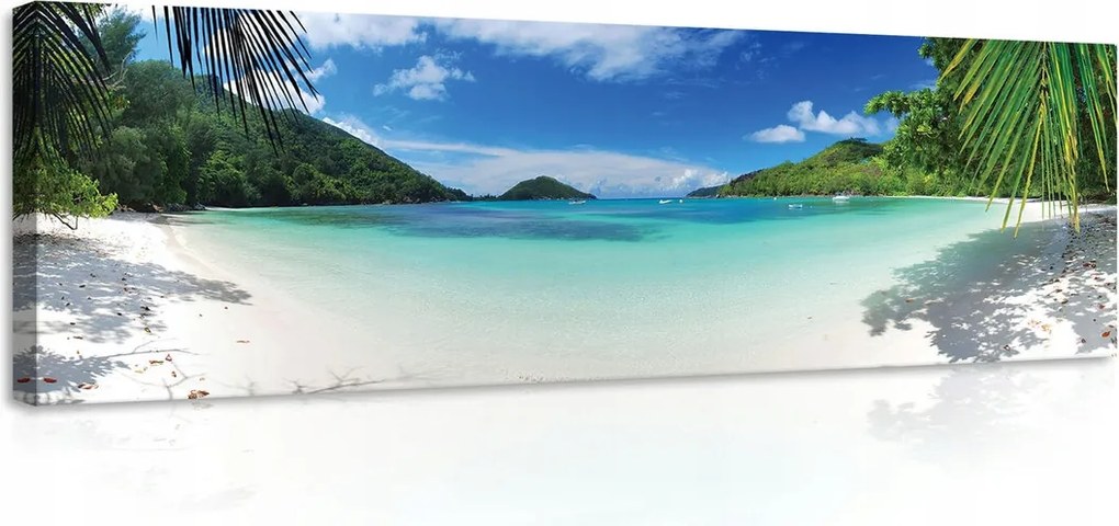 Vászonkép 145x45 Trópusok tengerpart óceán sziget pálmafák nyár nap pihenés