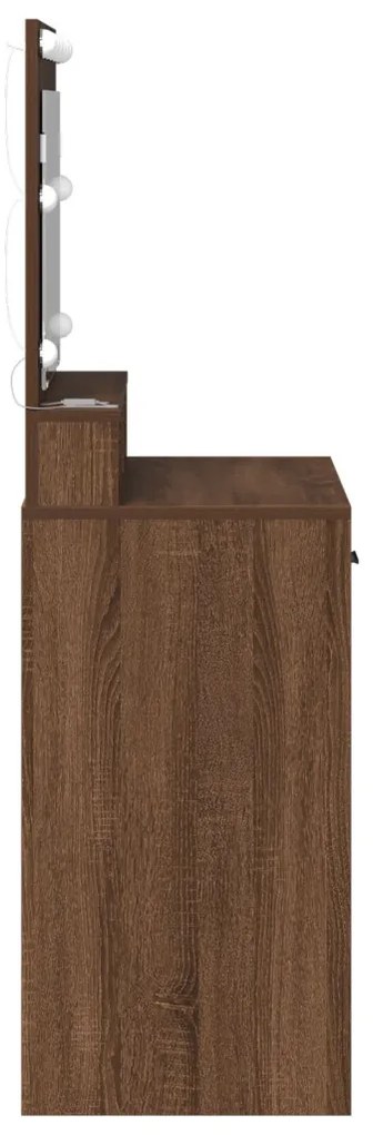 Sminkasztal LED Fényekkel - Barna Tölgy 79x41x135 cm