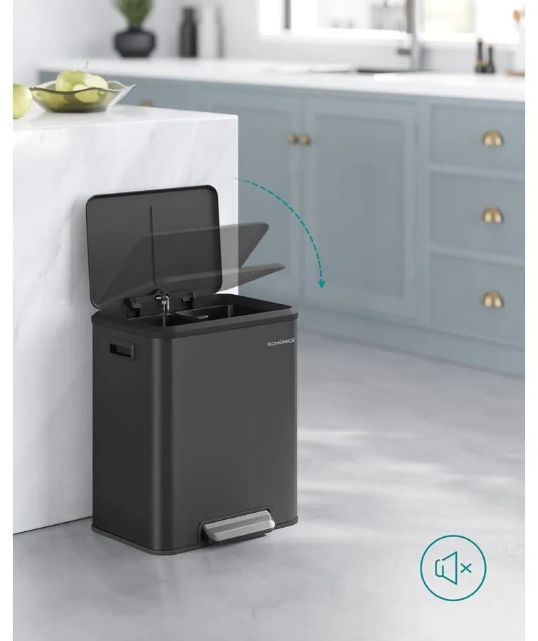 2 x 15 literes konyhai szemetes fekete színben