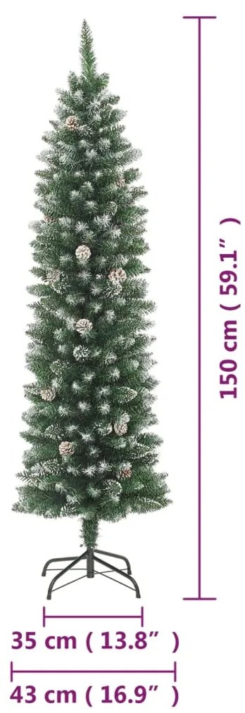 vékony PVC műkarácsonyfa állvánnyal 150 cm