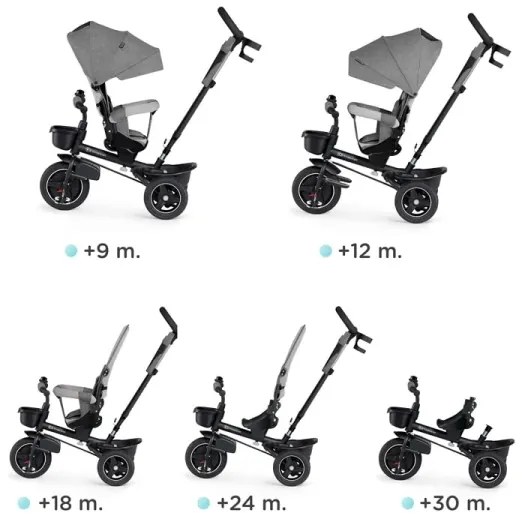 KINDERKRAFT select - Gyermek tricikli 5in1 SPINSTEP szürke
