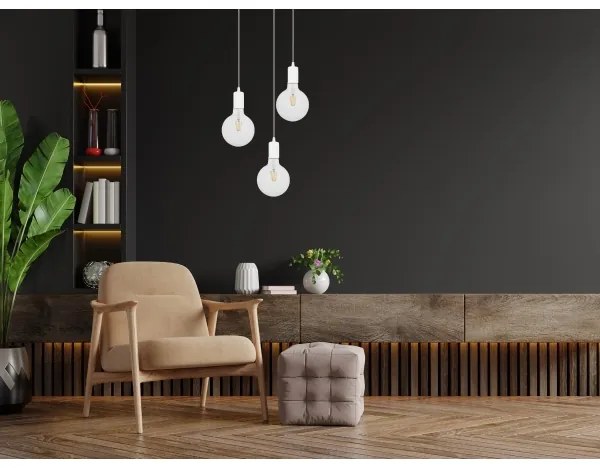 Csillár zsinóron MIROS 3xE27/60W/230V kerek fehér