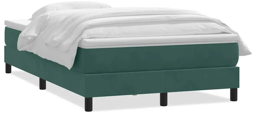 vidaXL sötétzöld bársony rugós ágy matraccal 120x220 cm