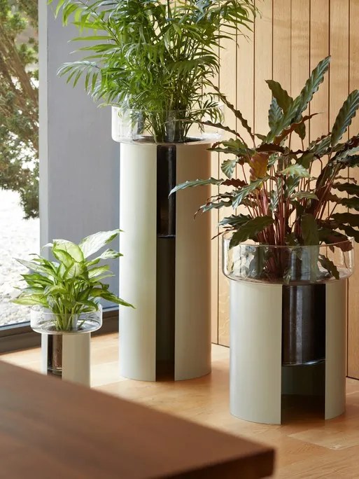 LSA International Terrazza virágcserép, h 75 cm, Ø32 cm átlátszó/betonszürke - LSA nemzetközi