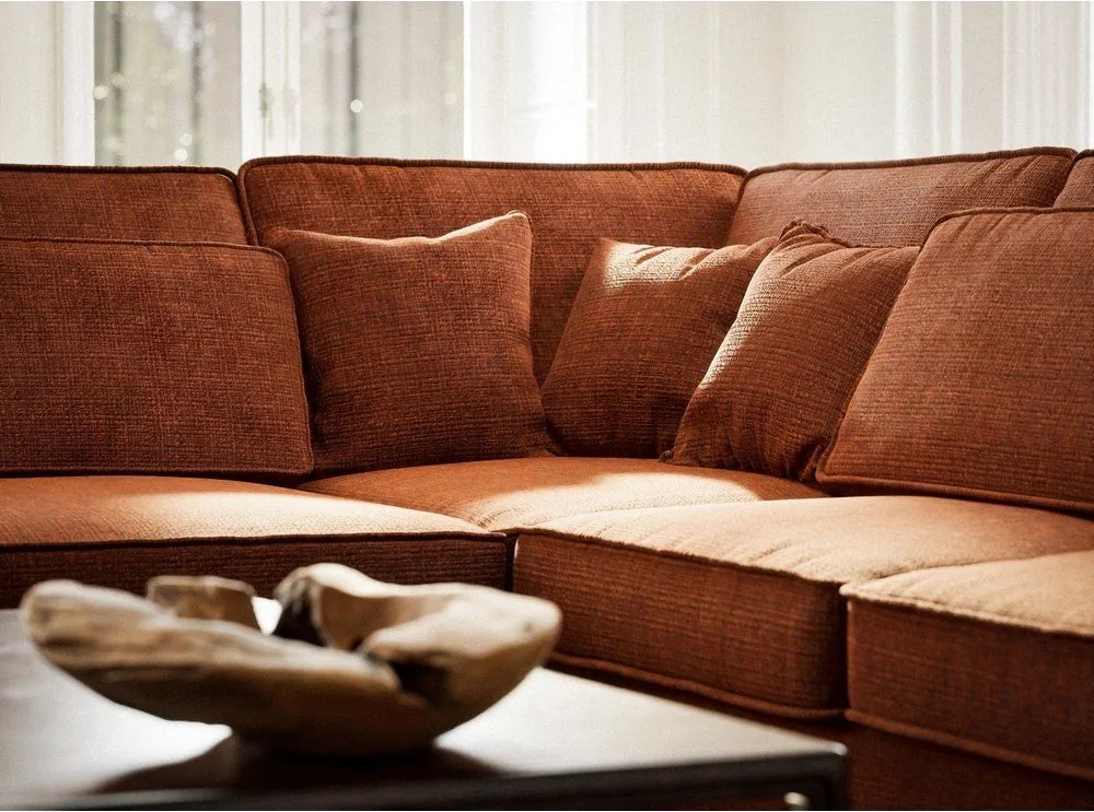 Rézszínű zsenília sarokkanapé (bal oldali-L alakú) Kirou – Maison de Rêve