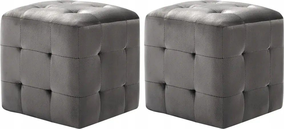 Éjjeliszekrény, 2 db, szürke, 30x30x30 cm, bársony