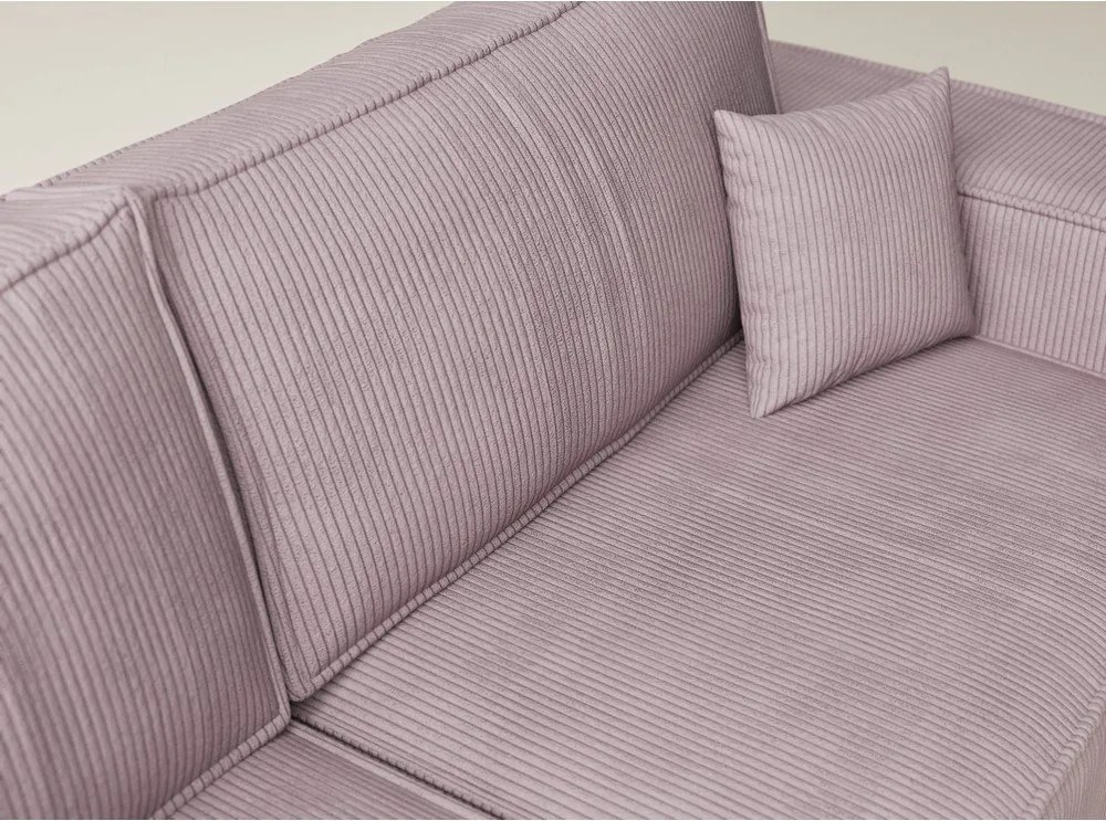 Lila kordbársony kinyitható-tárolóhelyes sarokkanapé (bal oldali-L alakú) Tonga – Maison de Rêve