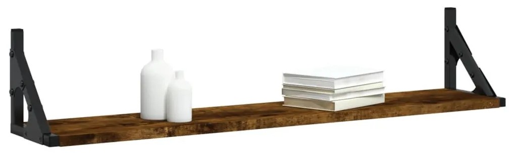 2 db füstös tölgy színű szerelt fa fali polc 80 x 15 x 15,5 cm