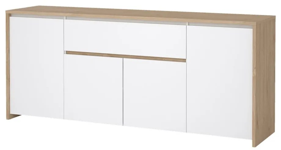 Fehér-natúr színű komód tölgyfa dekorral 197x84x48 cm Next – Tvilum