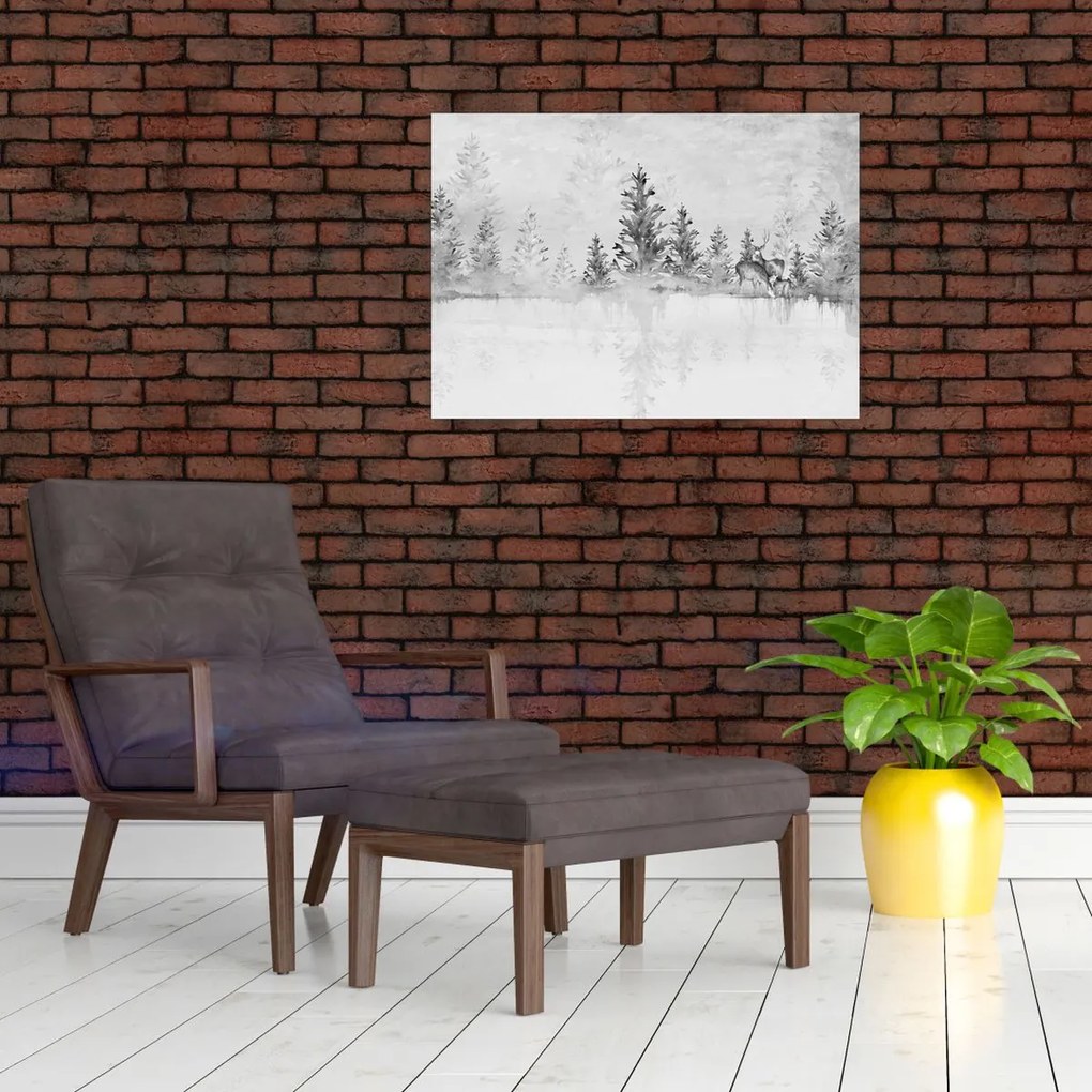 Üveg kép - Szarvas a tónál (70x50 cm)
