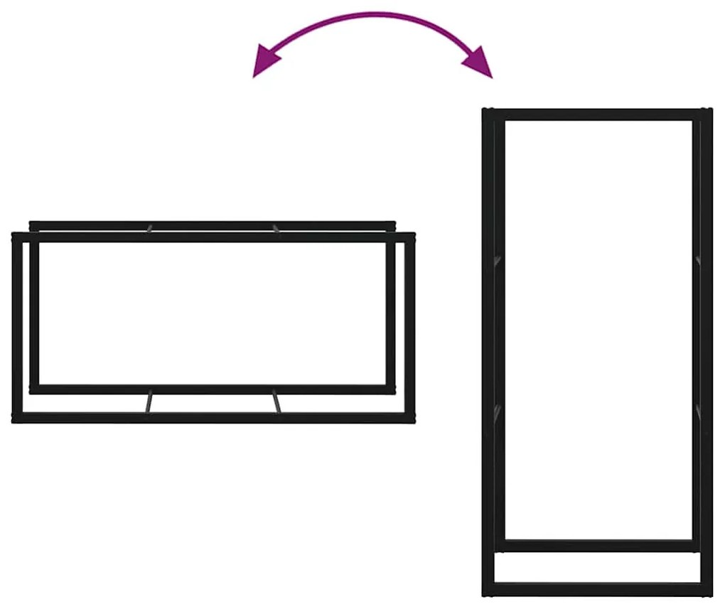 tűzifa állvány Fekete 55x30x116 cm Acél