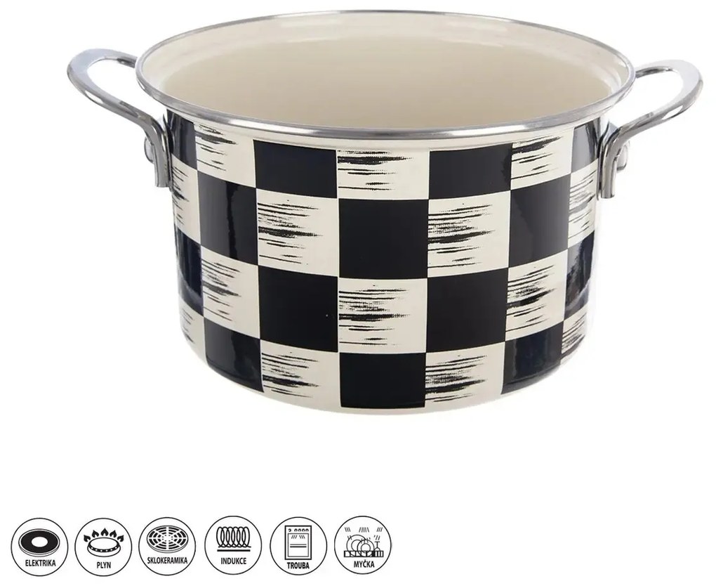 Orion Smaltovaný hrnec Šachovnice Lem , 4 l, pr.22 cm