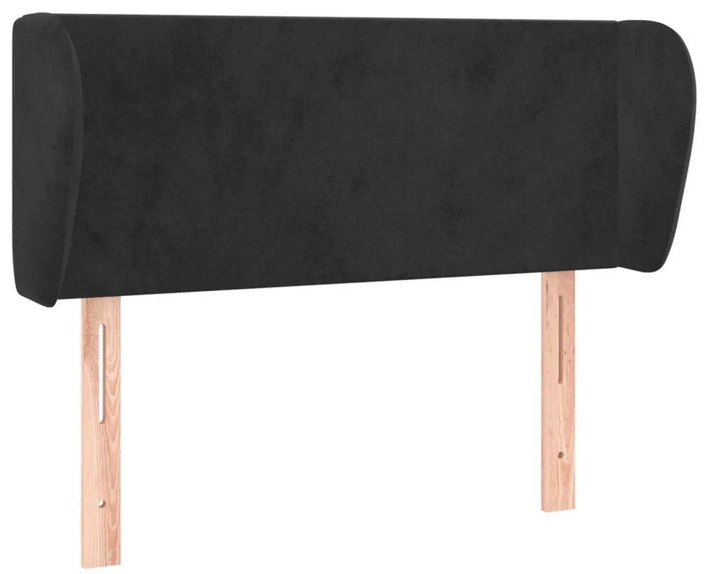 fekete bársony fejtámla szárnyakkal 93x23x78/88 cm