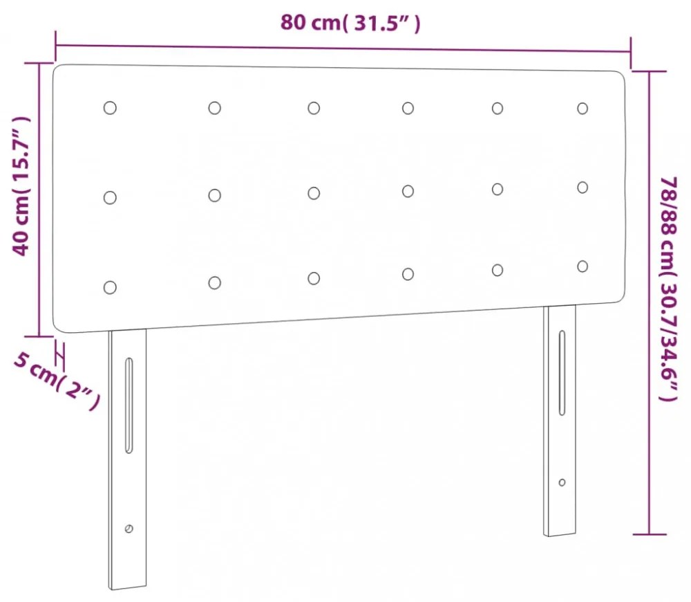 tópszínű szövet LED-es fejtámla 80 x 5 x 78/88 cm
