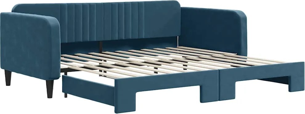 vidaXL kék kihúzható bársony heverő 100 x 200 cm