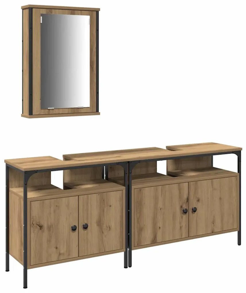 Fürdőszobai Mosdószekrények 3 pcs Barna 80 x 30 x 60 cm Faanyag