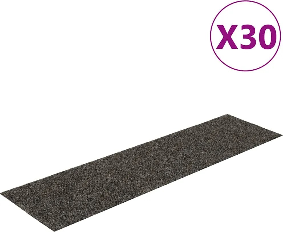 vidaXL öntapadós lépcsőszőnyegek 30 db 76 x 20 cm antracitszürke téglalap alakú