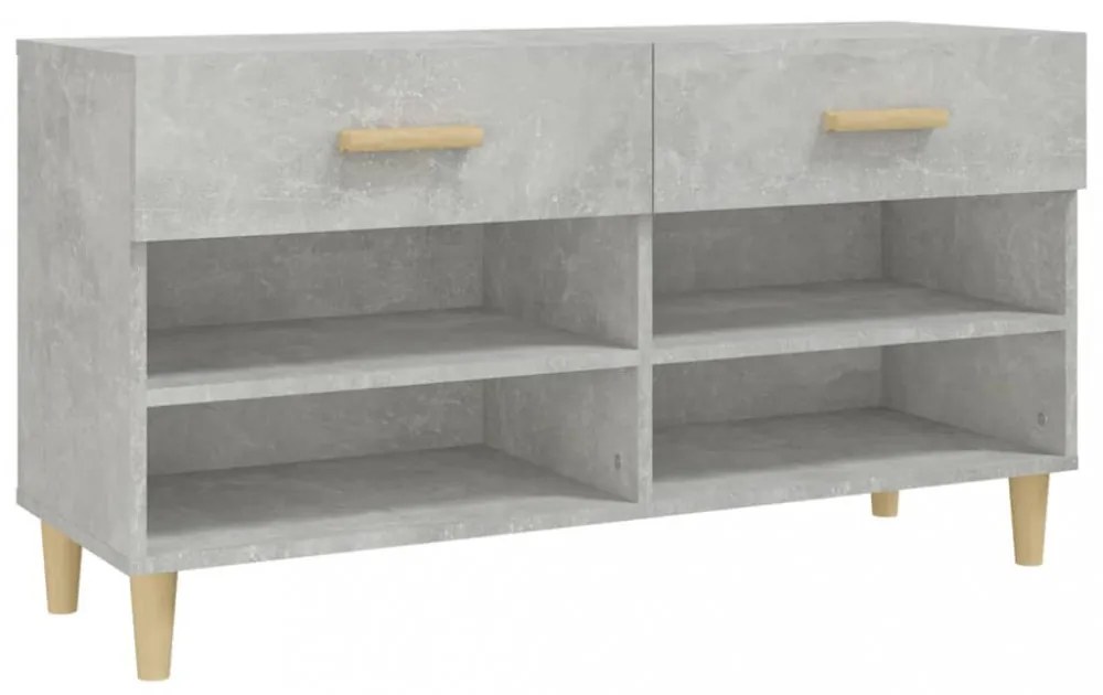 betonszürke szerelt fa cipőszekrény 102x35x55 cm